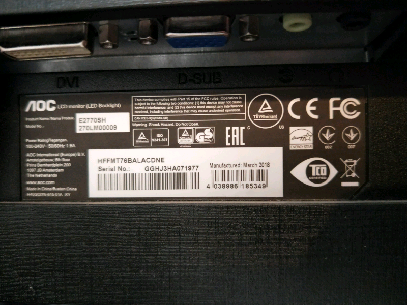 AOC E2770SH monitor 27 inches in 